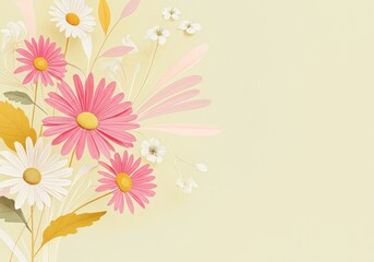 Naklejka premium Beautiful bouquet of pink and white daisies on a soft pastel background