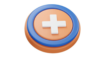 Isolated 3D Plus Sign Button