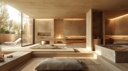 Luxurious Spa Interior Design with Fireplace