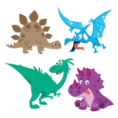 Kids dinosaur set. Cute cartoon dinosaur collection for kids education

