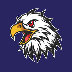 Eagle head open mouth vintage  white design