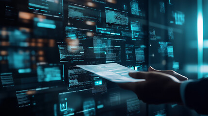 hand touching digital screen