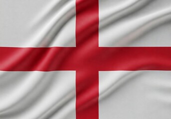 Fototapeta premium High-resolution image of the flag of England, featuring a red St. George's Cross on a white background. The fabric appears to be waving, symbolizing English heritage, patriotism, and identity. 