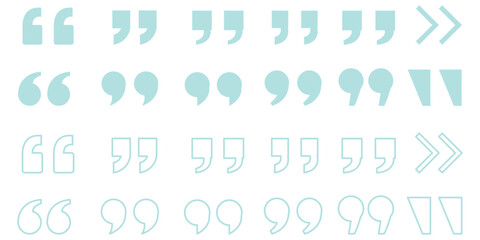 Quote signs and symbols. Quotation mark symbols.
