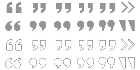 Quote signs and symbols. Quotation mark symbols.
