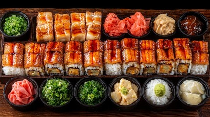 Unnagi Sushi Platter: Deluxe Japanese Eel Sushi Feast with Sides