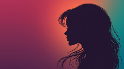 Silhouette of a Woman Against a Vibrant Gradient Background