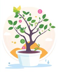 Obraz premium Gains Higher Value Growth, flat design vector art,