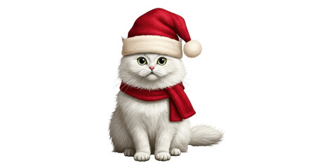 Isolated Cat with Santa Hat
