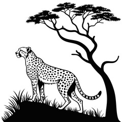 cheetah black silhouette vector