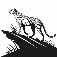 cheetah black silhouette vector