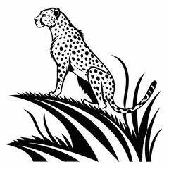 cheetah black silhouette vector