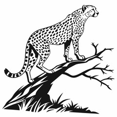 cheetah black silhouette vector
