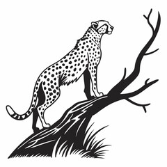 cheetah black silhouette vector