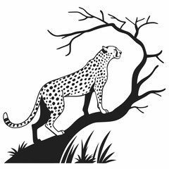 cheetah black silhouette vector