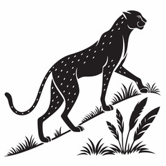 cheetah black silhouette vector