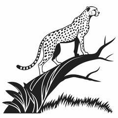 cheetah black silhouette vector