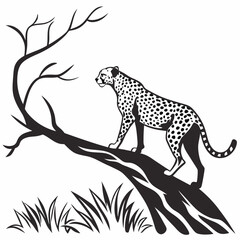 cheetah black silhouette vector