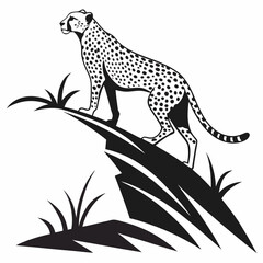 cheetah black silhouette vector