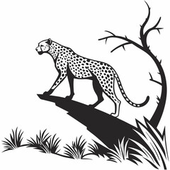 cheetah black silhouette vector