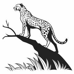 cheetah black silhouette vector