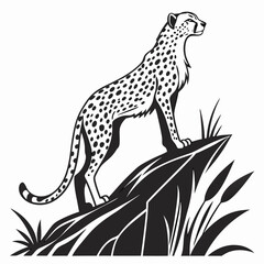 cheetah black silhouette vector