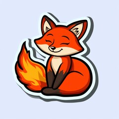Obraz premium Cute Cartoon Fox with Fiery Tail - Sticker Design
