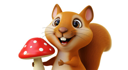 Isolated Squirrel with Mushroom