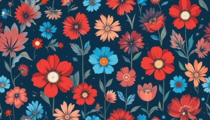 Vibrant floral pattern design nature graphic art colorful aesthetic