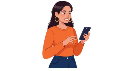 Isolated Woman Using Smartphone