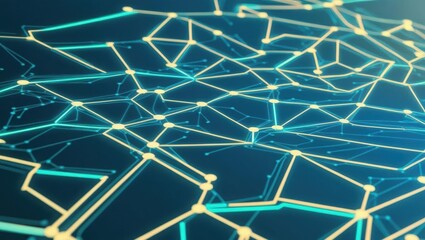 Obraz premium Visual representation of interconnected smart contracts forming a glowing network of neon blockchain pathways
