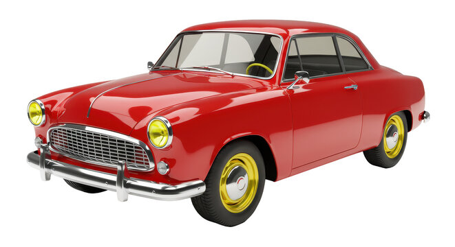 Fototapeta Isolated Red Vintage Car