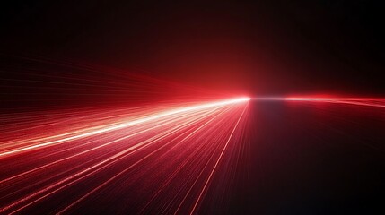 Abstract depiction of lines moving and converging with a red glow