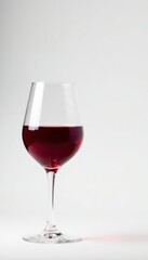 Single glass of red wine against white backdrop , wine glass, delicious