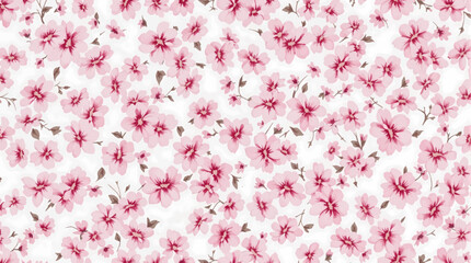 Delicate Floral Seamless Pattern. Pastel Pink and Gray Flowers on White Background, Little light pink spring flowers seamless pattern
