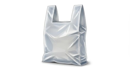 Illustration of an Empty Plastic Shopping Bag on a White Background