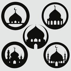 set of mosque circular moon round logo icon set
set of mosque icons
set of mosque
vector set of mosque icons