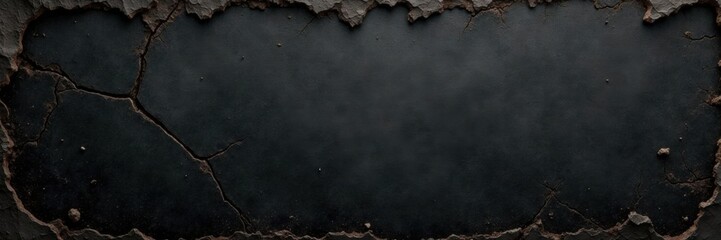 Vintage black parchment with cracks and tears, parchment, weathered, tattered