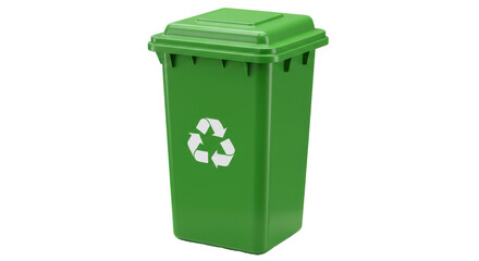 Isolated Green Recycling Bin