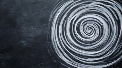Obraz premium Abstract Black and White Swirling Spiral Design on Chalkboard Background for Artistic and Creative Expressions