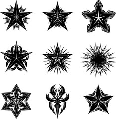 Obraz premium Shine star sparkle vector set. Sparkle star icons. Shine icon. Stars sparkle doodles vector. Set sparkles star symbols vector. Bright sparkle, star sparkle, shiny flash star. Star shine sparkle icon 