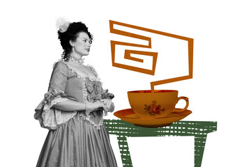 3D collage artwork composite poster of aristocracy dress vintage historical accessory opulence...