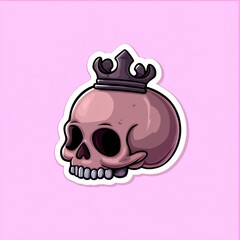Cartoon Skull Wearing a Crown - Kawaii Style Illustration