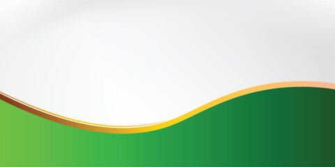 modern and elegant abstract background featuring a smooth wavy design with green and gold accents on a white gradient backdrop. Perfect for business presentations, banners, or corporate branding.