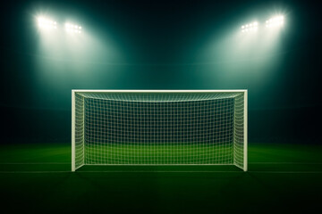  Football goal under stadium lights at night