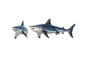 Obraz premium Great White Shark Duo Adult and Juvenile in the Ocean