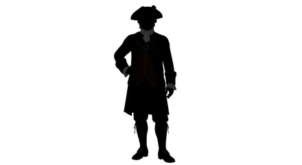 Isolated Silhouette of Colonial Gentleman with Coat