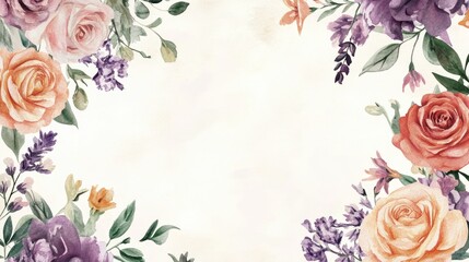 Watercolor floral arrangement featuring various roses and complementary elements