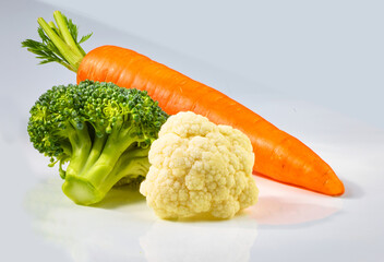 Brokkoli Karotte und Blumenkohl, Gemüse, isoliert, 