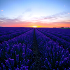 Obraz premium lavender field at sunset